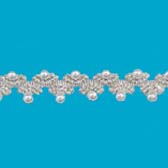 Strasszos és gyöngyös szalag - SILVER/WHITE